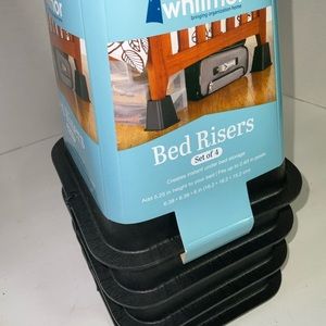Whitmor Plastic Bed Risers 5.25 In height Plastic Black Set of 4